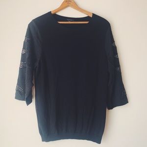 ANN TAYLOR black 3/4 sleeve sweater